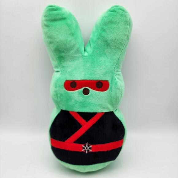 Peeps Green Plush Bunny 13" Super Hero Costume Red Mask Stuffed Animal Toy 2023 - Picture 1 of 8